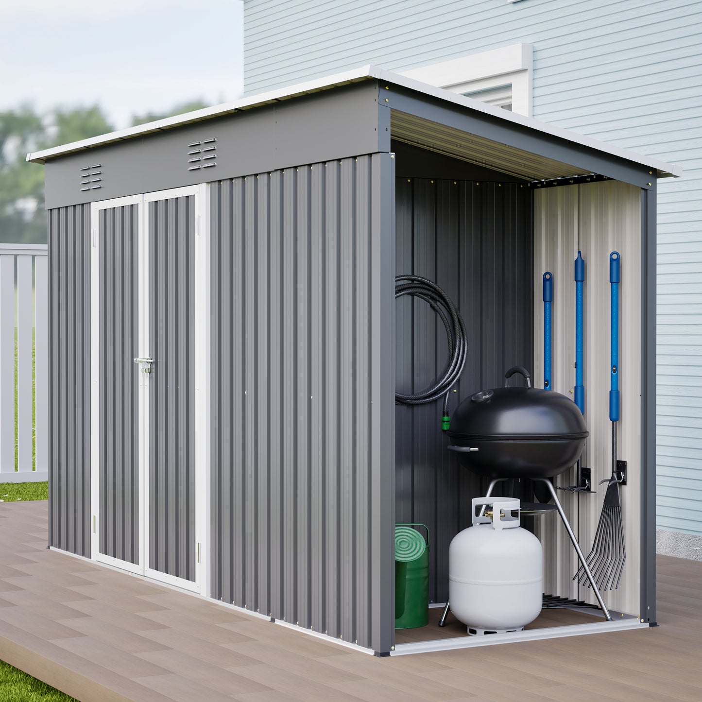 10'x4' Outdoor Metal Storage Shed for Garden Tools Lockable Door With Floor Frame image 9