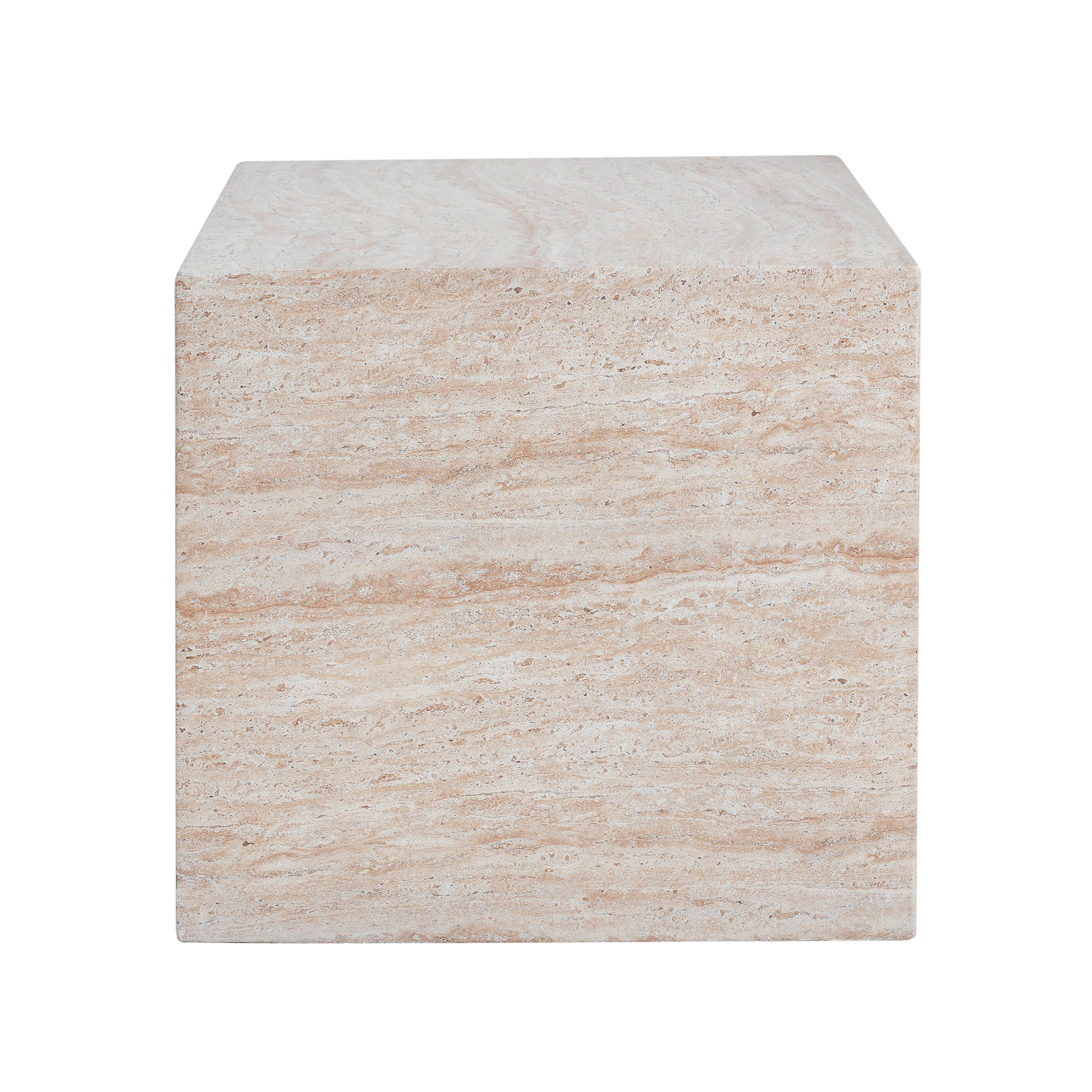 Outdoor/Indoor Square Travertine Lightweight Concrete Side Table image 8