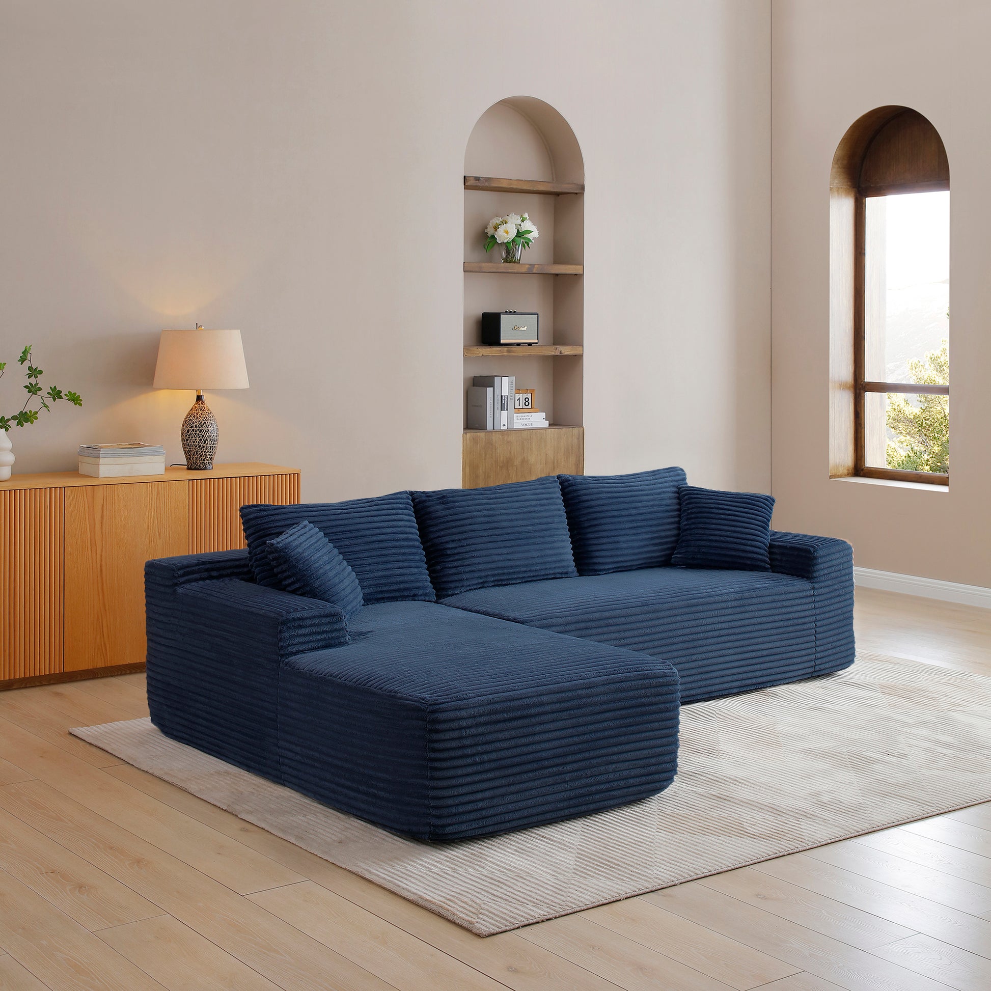 105'' Modular Sectional Sofa, Cloud Sectional Couch with Deep Seat, Modern Modular L-Shape Sofa Couch with Chaise,Upholstered Couches for Living Room Bedroom,No Assembly, (Blue) image 3