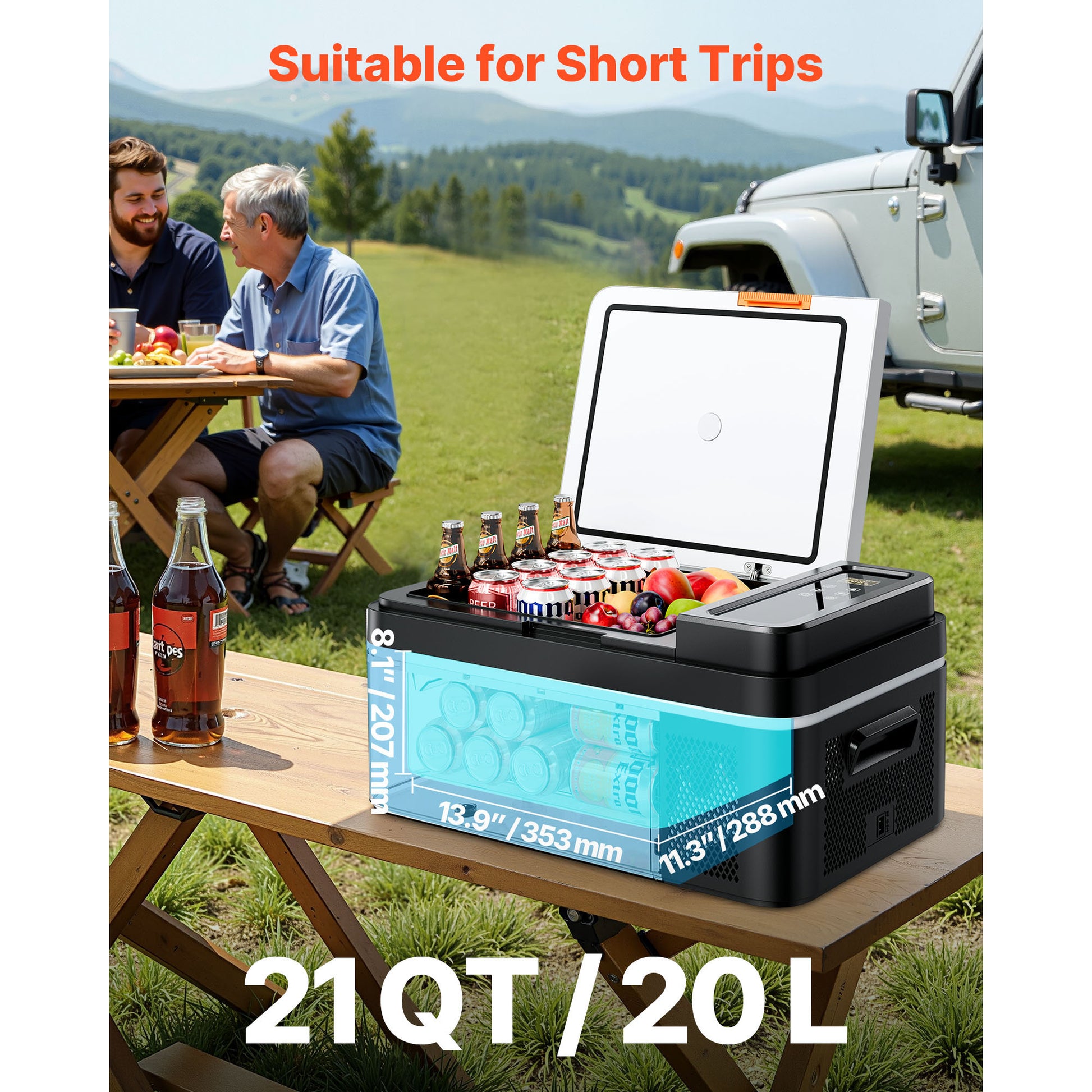 Car Refrigerator, DC 12/24V AC100-240V Compressor Electric Cooler, -4°F to 68°F Car Fridge with APP Control, 21 QT Cars Freezer for RVs, Campsites, Boats, Camping, Fishing, 60W Portable Freezer image 2