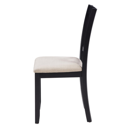 Dining Chairs Only, Wooden Dining Chairs Set of 4, Kitchen Chair with Padded Seat, Upholstered Side Chair for Dining Room, Living Room, Kitchen, Black & Beige two tone image 10