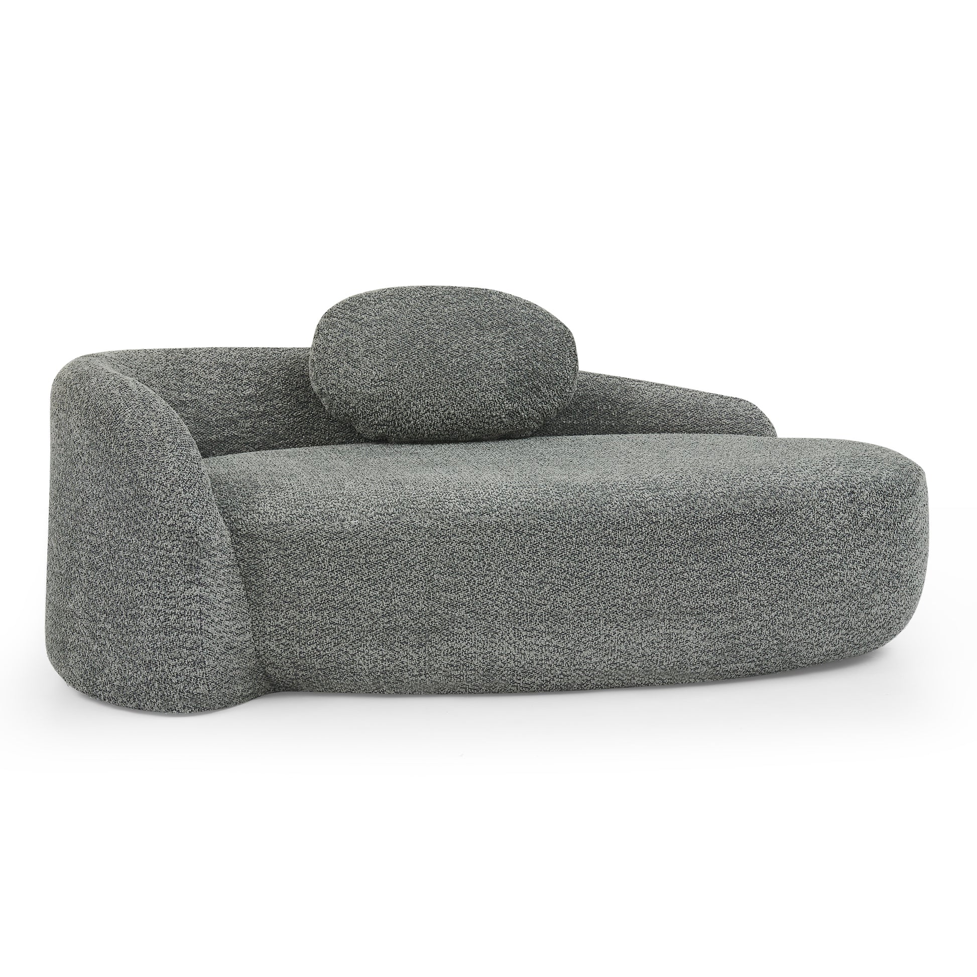 Modern Oval Single Lazy Sofa Chair with Integrated Backrest, Side Armrest and Pillow, Compact Space-Saving Lounge Chair for Living Room Bedroom-Dark Gray image 8