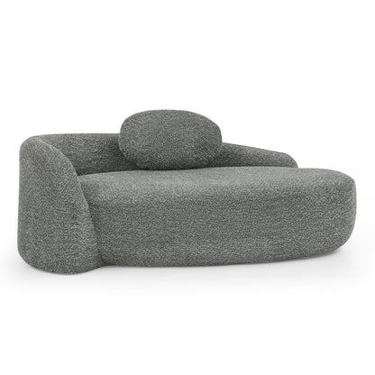 Modern Oval Single Lazy Sofa Chair with Integrated Backrest, Side Armrest and Pillow, Compact Space-Saving Lounge Chair for Living Room Bedroom-Dark Gray image 8
