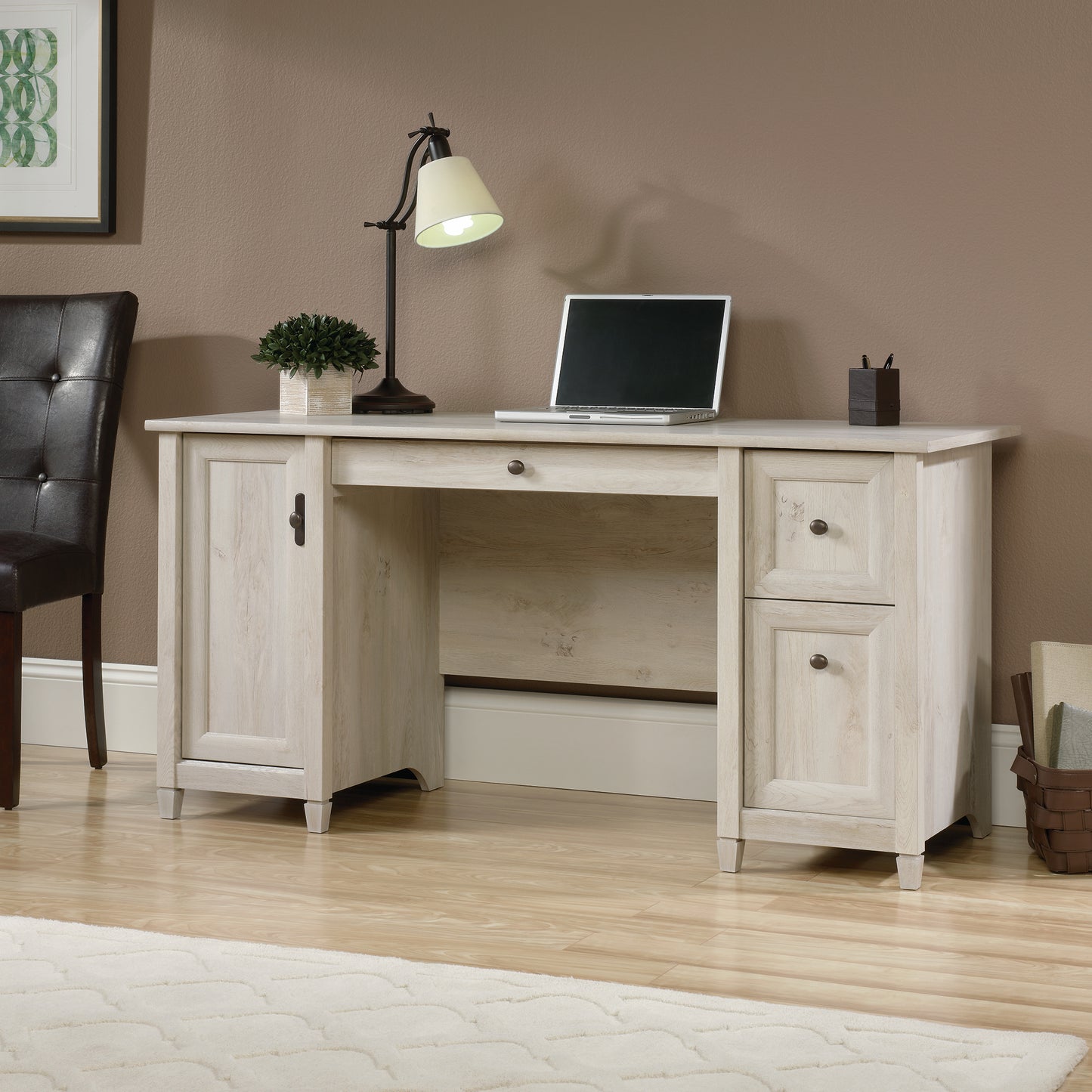 Coastal Computer Desk with Slide-Out Keyboard Tray, Gray finish image 3