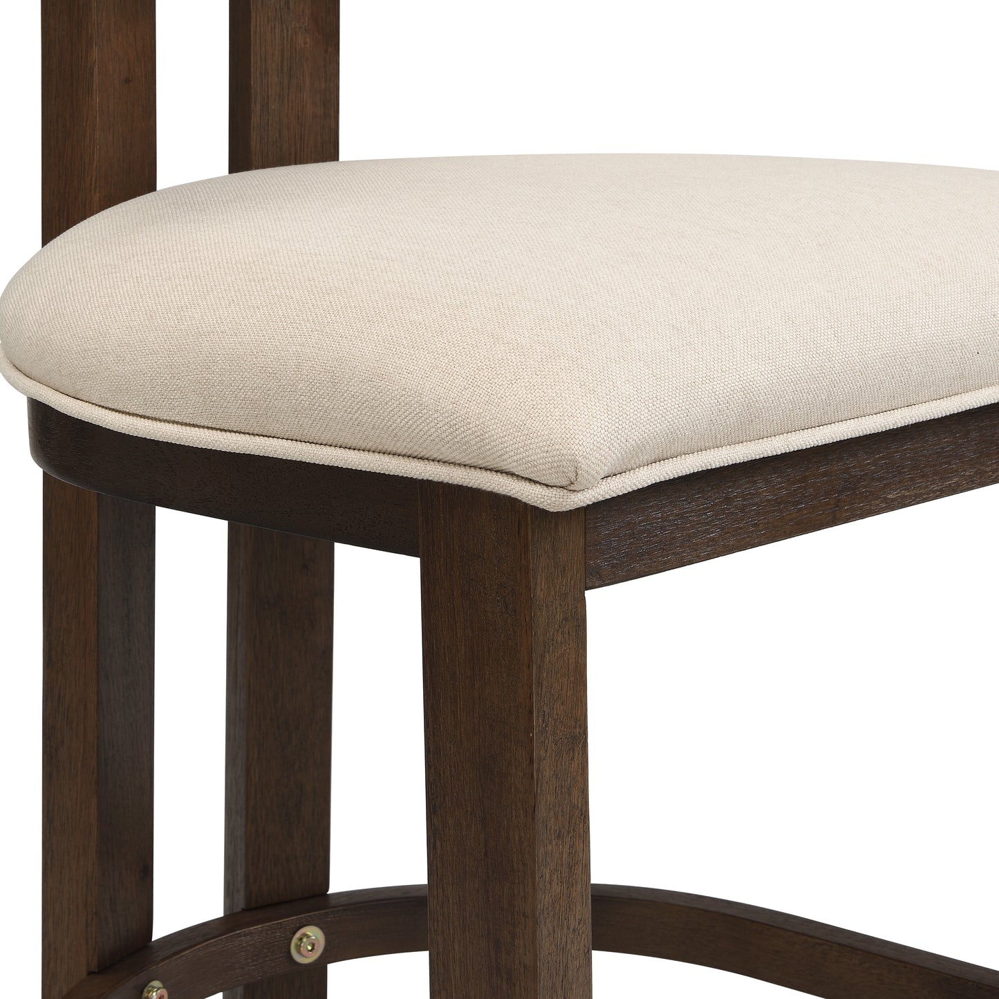26" Counter Height Bar Stool, Upholstered Counter Stools (Set of 2)-Walnut+Beige image 8
