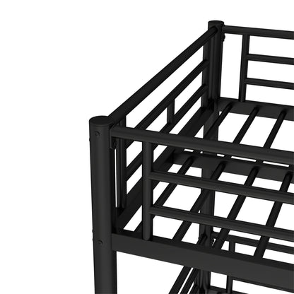 Twin over Twin over Full Bunk Bed, Metal Triple Bunk Bed with Safety Guardrails, Heavy-duty Bunk Bed with Noise-reduced Design, Black image 11