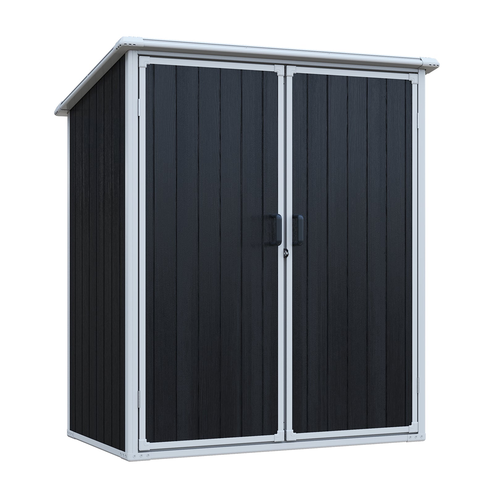 5x3 FT Outdoor Storage Shed Waterproof Resin Cabinet with Lockable Doors for Bikes and Patio Furniture Black image 6