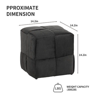 Ottoman Foot Rest Soft and Comfortable Ottoman Square Corduroy Woven Design Sofa Stool (Grey) image 3