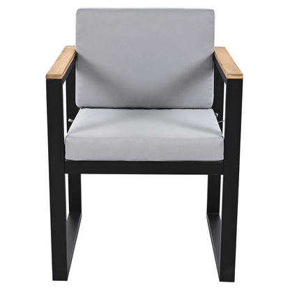 7 Pieces Outdoor Dining Set Patio Dining Table and Chair Set with and Removable Cushions for Patio, Backyard, Garden, Grey image 6