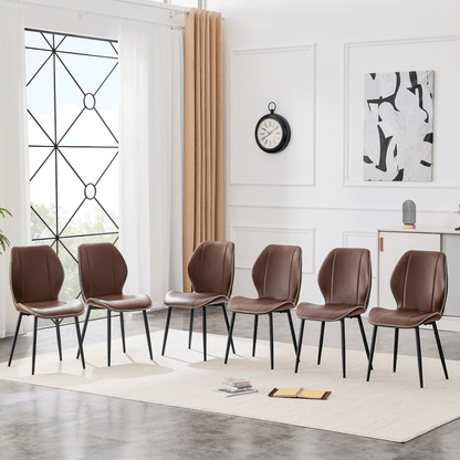 Close-up of PU Leather Upholstery on Brown Coffee Dining Chair