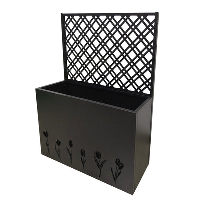 Tall Metal Planter Raised Garden Bed with Trellis 35.5in L x 11.9in W x 47.3in H - Large Flower Box Privacy Screen for Porch, Patio, Garden, Commercial Décor, Tulip Black image 10