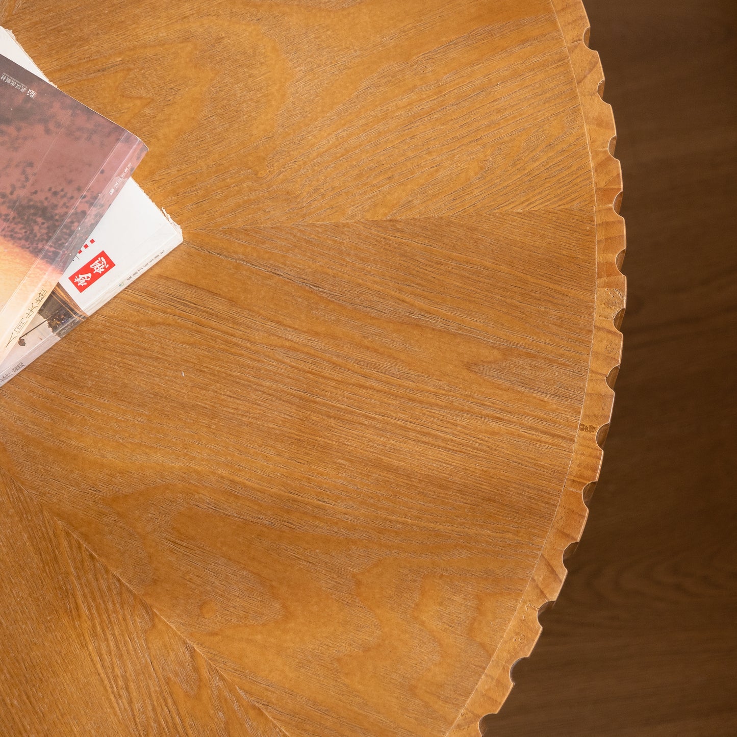 35.4 "Round Retro Coffee Table, Coffee Table Suitable For Coffee and Home Decor, Natural image 7