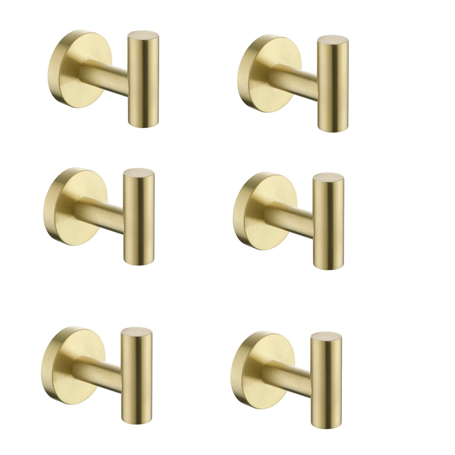 6-Pack Wall-Mounted Stainless Steel Bathroom Towel Hooks/Coat Hooks for Bathroom, Bedroom, Kitchen image 1