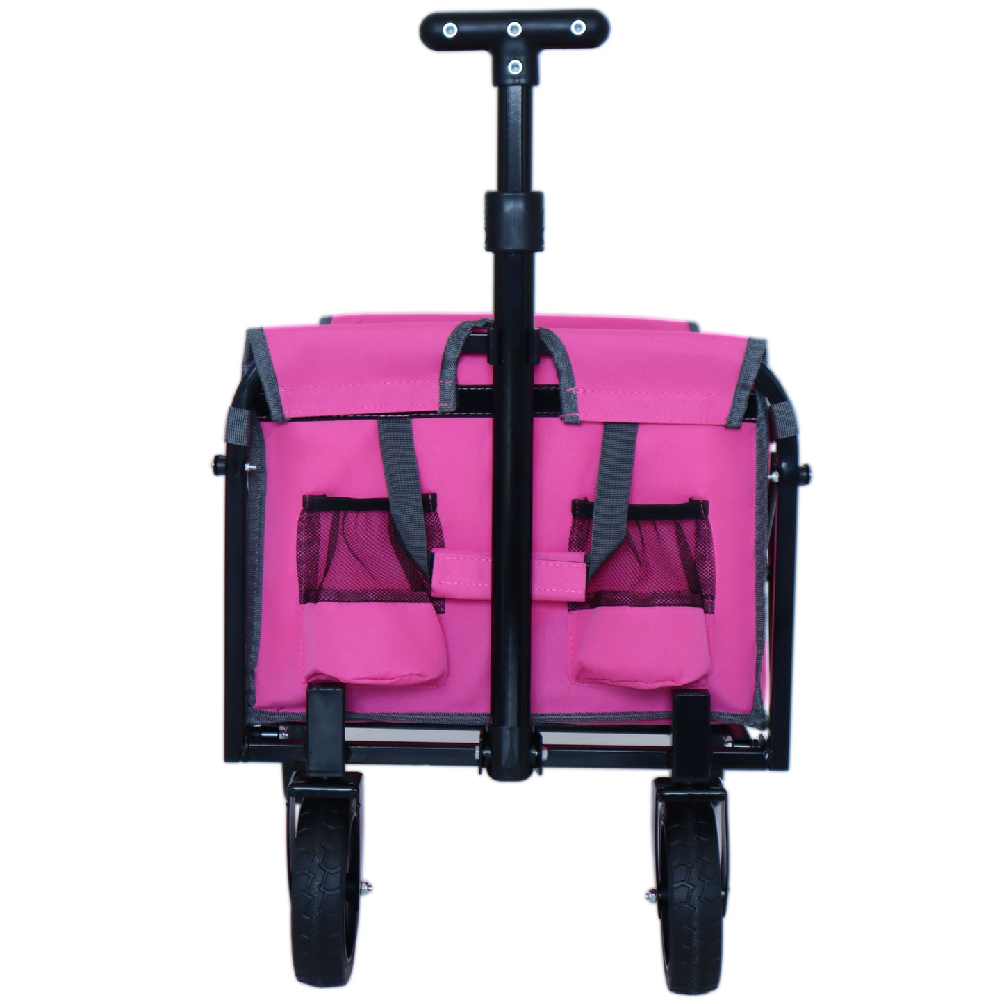 Expandable Dual-Layer Utility Wagon with 100% Extra Space - 225lbs Grocery Cart for Camping, Shopping, Sports, Gardening, Fishing, Pink image 4