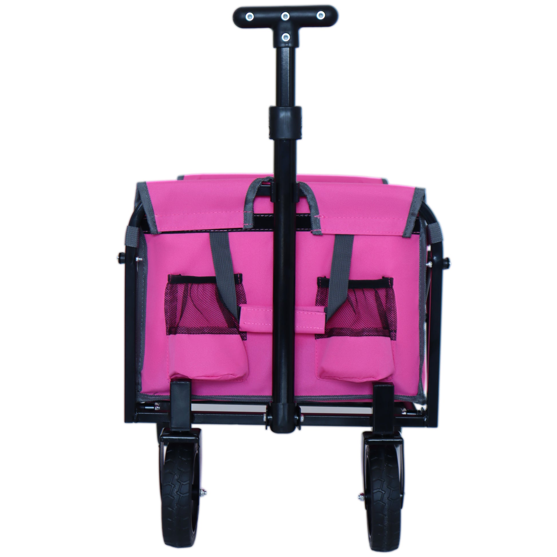 Expandable Dual-Layer Utility Wagon with 100% Extra Space - 225lbs Grocery Cart for Camping, Shopping, Sports, Gardening, Fishing, Pink image 4
