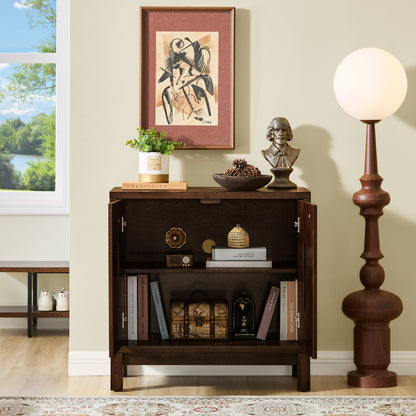 31.5" Mid Century Modern Sideboard Buffet Cabinet with Storage, Carved Openwork Design Display Cabinets, Storage Cabinet with 2 Doors & Adjustable Shelf for Kitchen Dining Living Room Entryway Hallway image 5