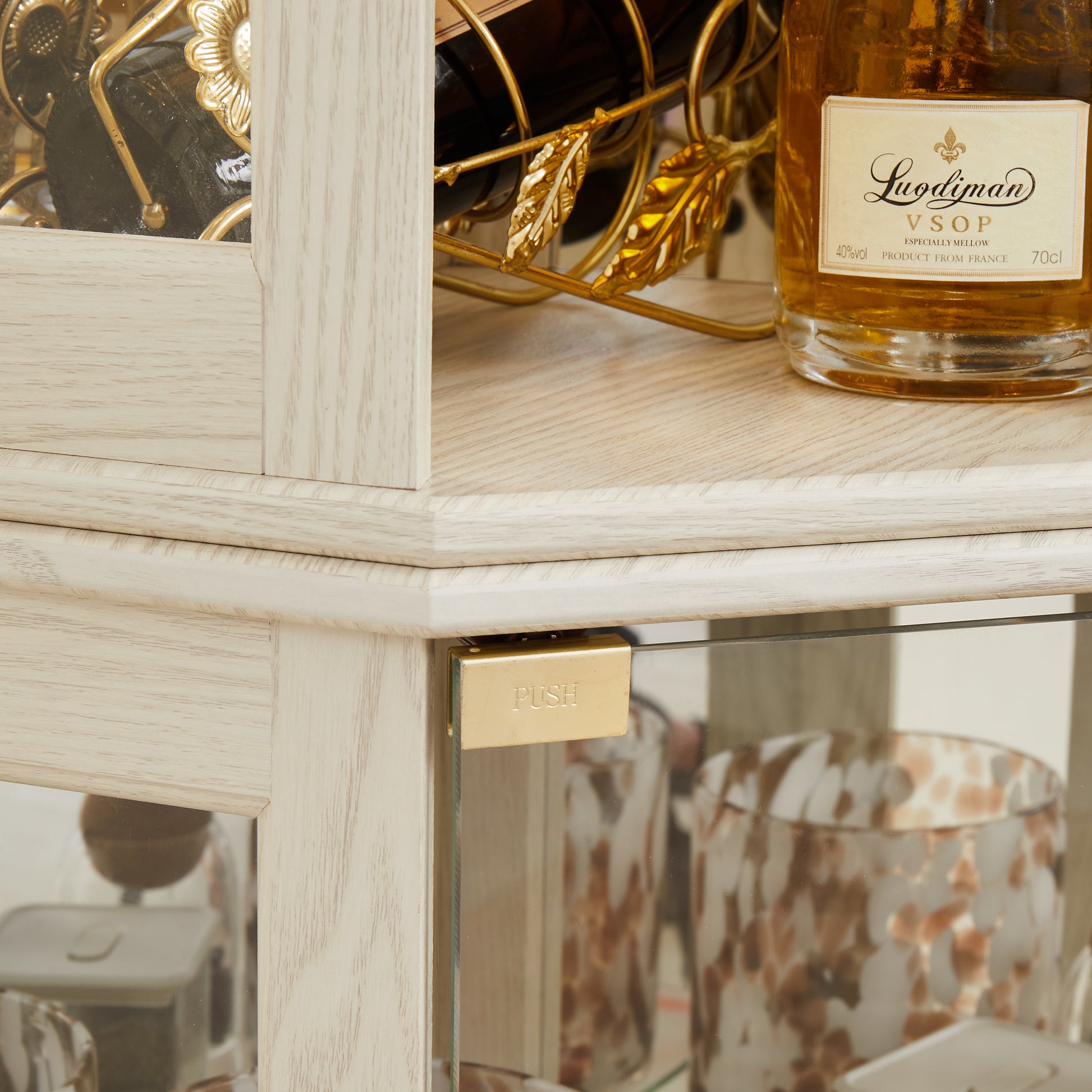 Corner Glass Cabinet Lighted Curio Cabinet Corner Display Case for Living Room, Curio Cabinet, Antique collection, Wine,Bar Glass Storage Light Included, Antique White image 6