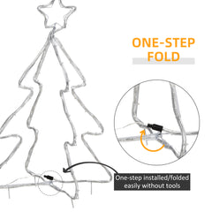 Outsunny 30" Outdoor LED Christmas Tree Rope Lights, LED Outdoor Christmas Decoration with Ground Stakes, Warm White