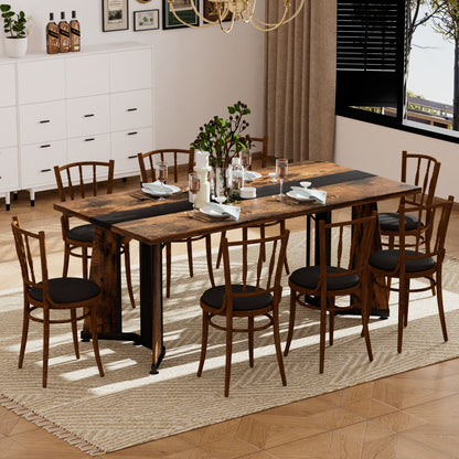 70.9"Rectangular Large Dining Table, Waterproof Large Desk for 8 People, Deluxe Family Dining Table with Adjustable Legs for Kitchen,Living Room,Office, Rustic Brown,70.9''W x 35.4''D x 30.3''H image 3