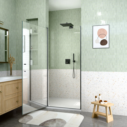 34" W x 72" H Semi-Frameless Circular Pivot Shower Door in Matte Black With 1/4" (6mm) Thick SGCC Tempered Glass image 2