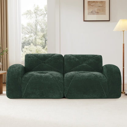 2-seater Tufted Sofa Couches With boneless Sofa,Soft Velvet Fabric,Bottom Anti-Slip Design,32D High Density Sponge,Ergonomic Design Bottom,No Assembly Required,Fits Living Rooms,Green image 3