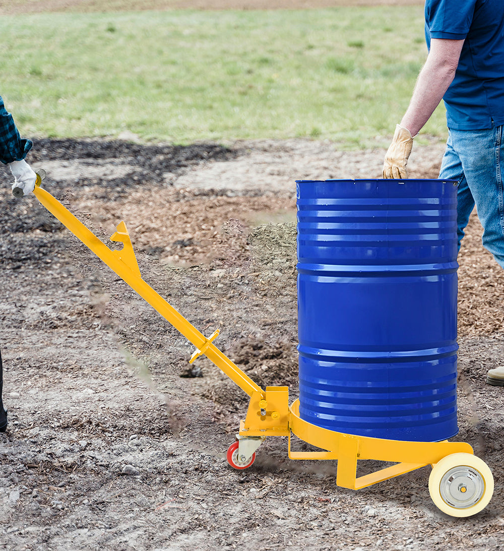 55 Gallon Drum Dolly, 1200lbs capacity, with 2 fixed PU Wheels and 1 swivel wheel - Low Profile Steel Oil Drum Caddy Oil Barrel Drum Roller Hand Cart image 10