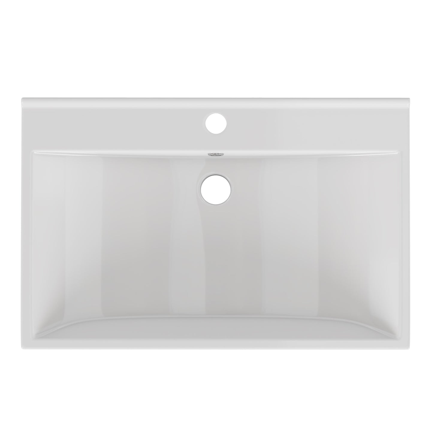 24 Inch Bathroom Vanity Sink Top,Ceramic Basin,2.6-inch Thickened Ceramic Basin,Does Not Include Faucet and Drain,Glossy White image 2