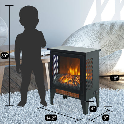 18 inch Freestanding Electric Fireplace Stove heater with 3D Flame effect image 2