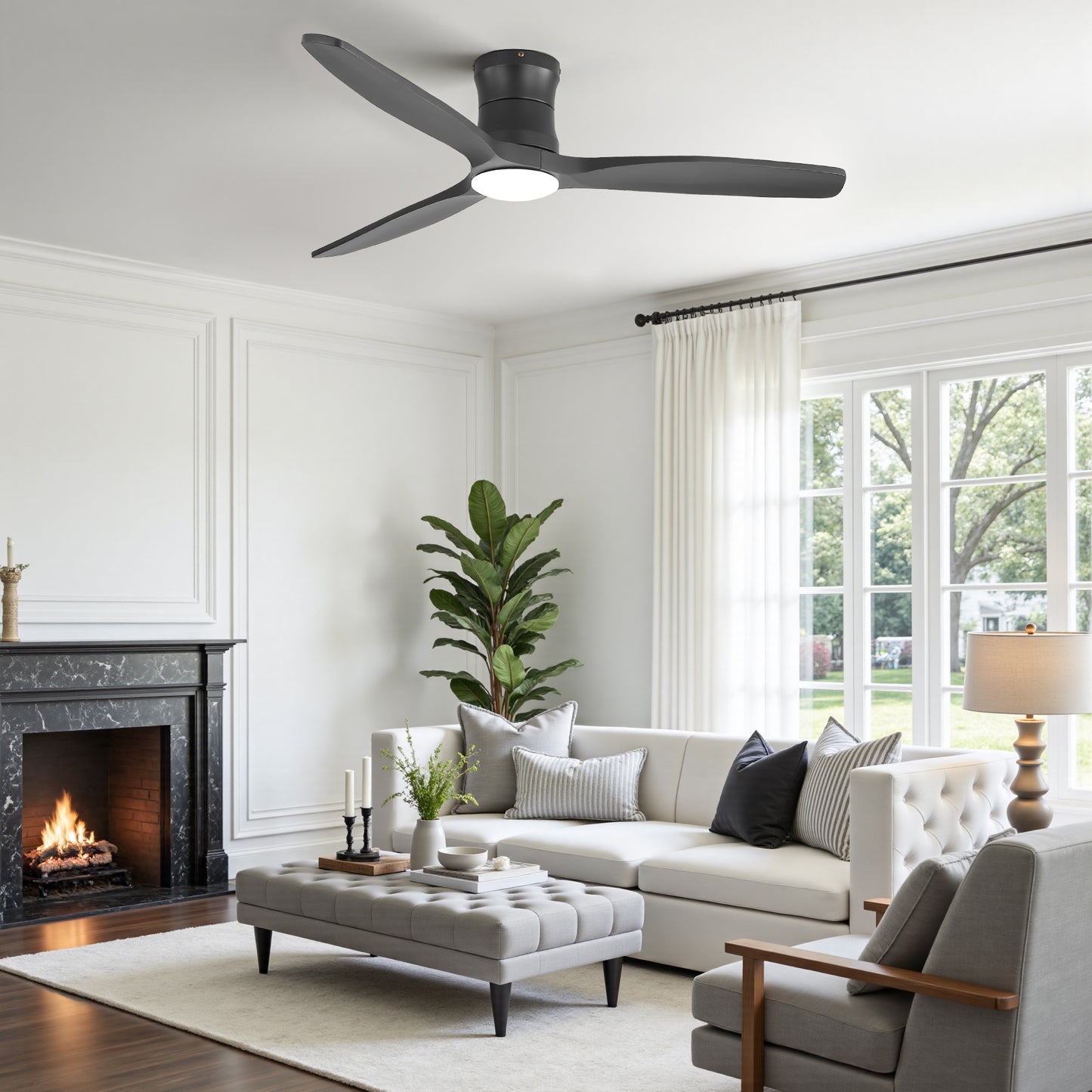 52-Inch Matte Black Ceiling Fan with Light, DC Motor, Silent Operation, for Bedroom & Living Room image 4