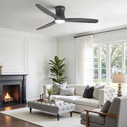 52-Inch Matte Black Ceiling Fan with Light, DC Motor, Silent Operation, for Bedroom & Living Room image 4
