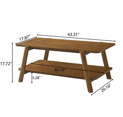 Metz Mid-Century Modern Wood Shelf Coffee Table, Walnut Finish image 5