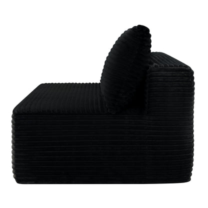 New-58" Cloud Sectional Couch, L-Shape Chaise with R-Shape Chaise with Deep Seat and Comfortable 2 Seater Couch for Modern Living Room,(Plush Fabric),Black image 4