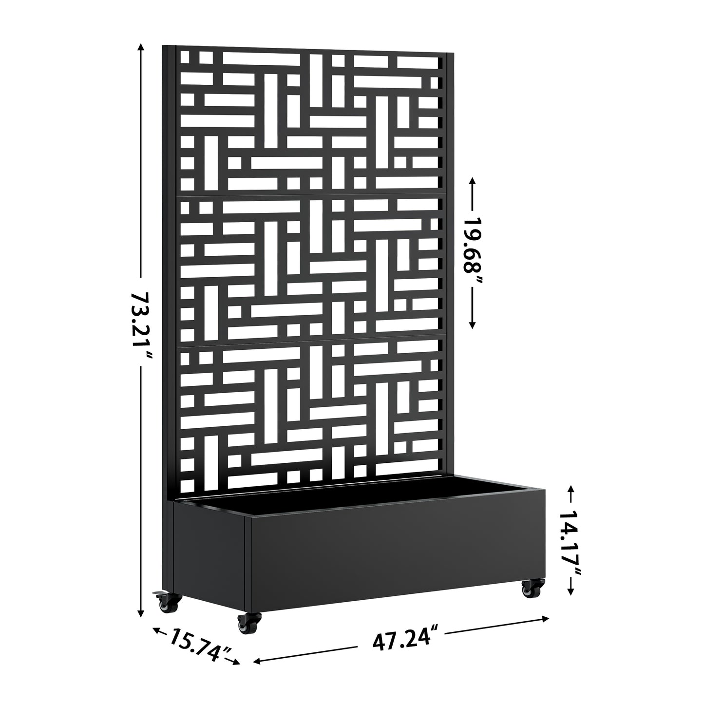 Metal Planter Box with Trellis, 73"x47"x16" Metal Raised Garden Bed with Trellis, Metal Planter Box with Drainage Holes & Lockable Wheels & Privacy Screen for Climbing Plants, Vegetables, Vines image 5