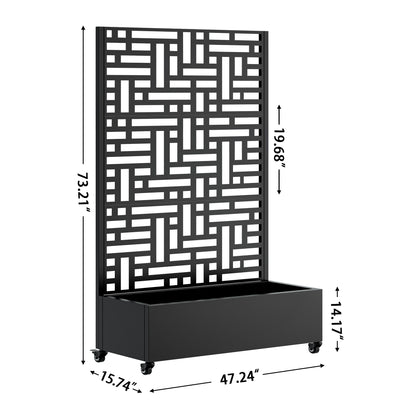 Metal Planter Box with Trellis, 73"x47"x16" Metal Raised Garden Bed with Trellis, Metal Planter Box with Drainage Holes & Lockable Wheels & Privacy Screen for Climbing Plants, Vegetables, Vines image 5