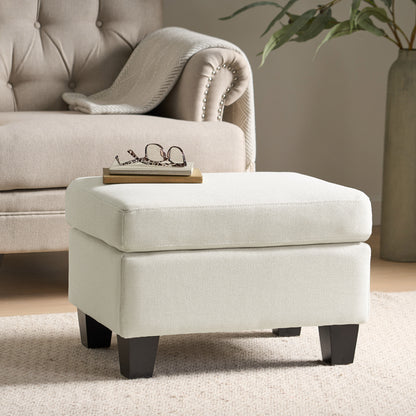 Upholstered Ottoman, Beige image 2