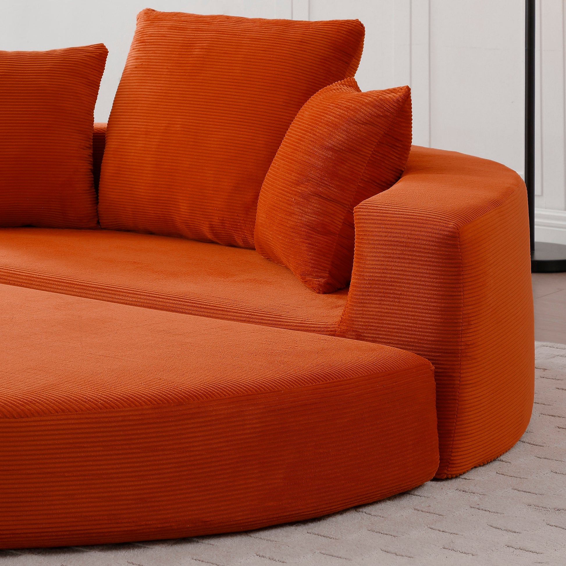 Convertible sofa couch bed,multi-functional,circular bed,adjustable Futon sofa,No Assembly compressed corduroy floor lounge sofa for Apartment office bedroom living room image 9
