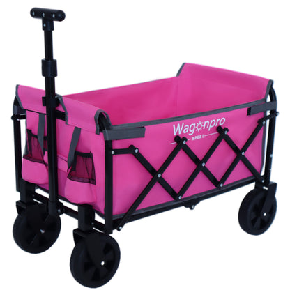 Expandable Dual-Layer Utility Wagon with 100% Extra Space - 225lbs Grocery Cart for Camping, Shopping, Sports, Gardening, Fishing, Pink image 9