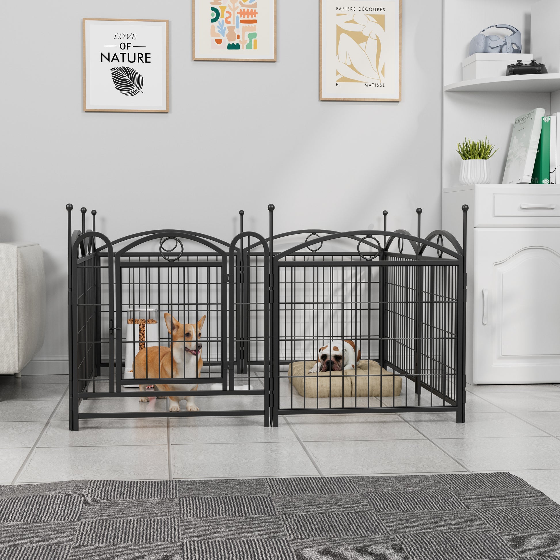 Dog Playpen Indoor 24 inch 8 Panels Metal Dog Pen Pet Dog Fence Outdoor Exercise Pen with Doors, Heavy Duty Dog Fence Puppy Pen for Large Medium Small Dogs Indoor Outdoor Foldable Pet Exercise Pen image 1