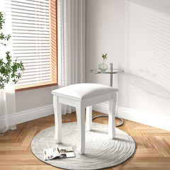 Vanity Stool Makeup Bench Dressing Stool with Cushion and Solid Legs,White