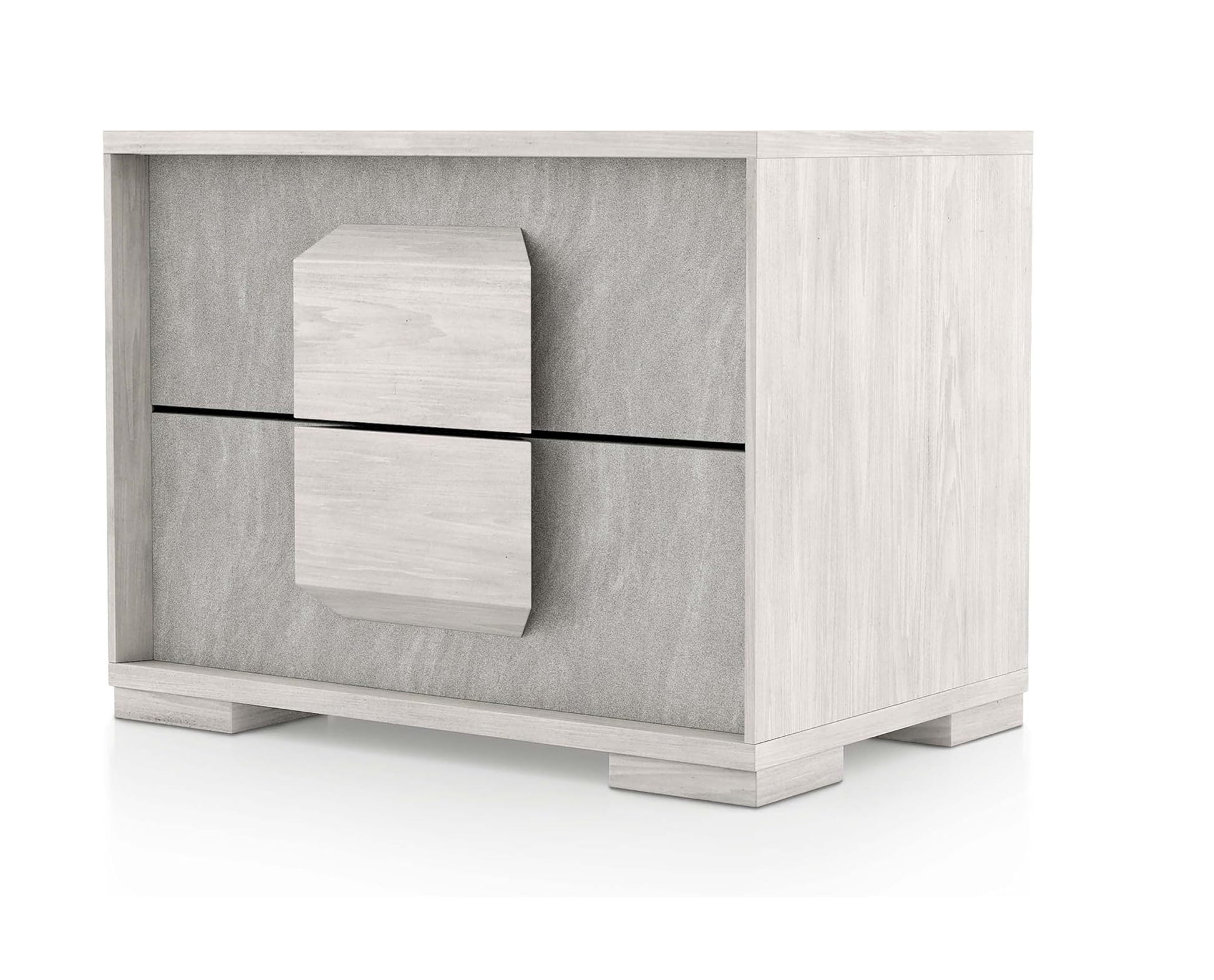 Two Tone Design Nightstand 1pc French Dovetail Drawers Wooden Handles Melamine Top White Wash And Stone Gray Finish Bedroom Furniture image 3