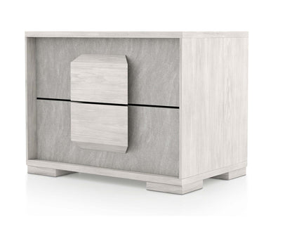 Two Tone Design Nightstand 1pc French Dovetail Drawers Wooden Handles Melamine Top White Wash And Stone Gray Finish Bedroom Furniture image 3