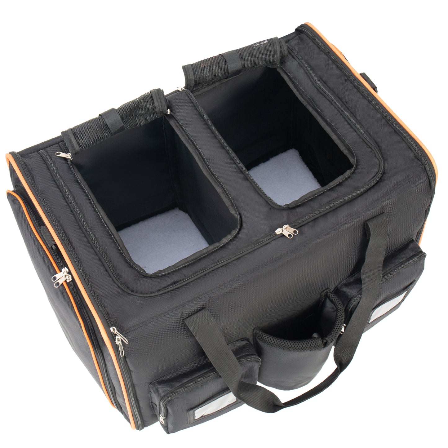 2 in 1 Large Cat Carrier for 2 Cats, Rolling Pet Carrier with Wheels, Expandable Foldable Double Pet Carrier with Removable Divider, Breathable Mesh Oxford, Cat Travel Crate for Car/Camping/Vet, Black image 11