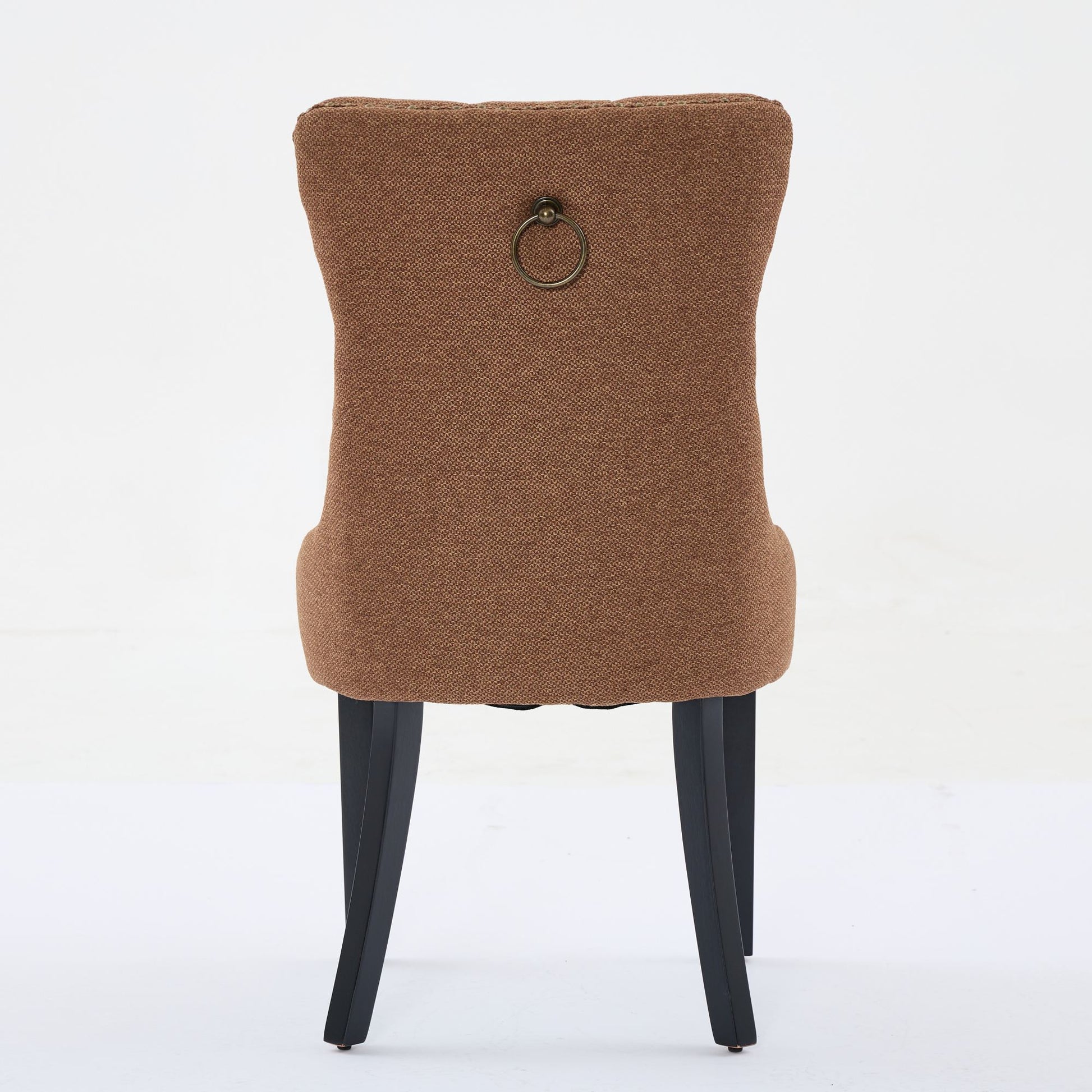 Nikki Collection Modern, High-end Tufted Solid Wood Contemporary Flax Upholstered Linen Dining Chair with Wood Legs Nailhead Trim 2-Pcs Set,Coffee color, SW6801CF image 7