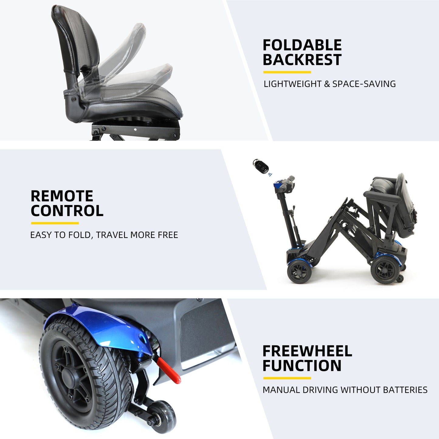 SOLAX Remote Control Foldable Electric Mobility Scooter with Suspension for Senior, Lightweight 4 Wheels Electric Powered Scooter for Travel Shopping image 4