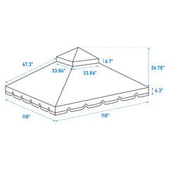 10x10 Ft Outdoor Patio Gazebo Replacement Canopy - Perfect Red Cover