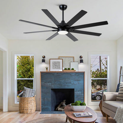 72 In. Indoor Modern Black Ceiling Fans with Integrated LED Lighting with Remote Control image 7