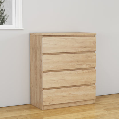 4 Drawer Dresser,Modern Storage Chest of Drawers,31.5In Natural Dresser for Closet with Handle-Free Design, Closet Chests Organizer for Bedroom, Living Room,Natural image 4