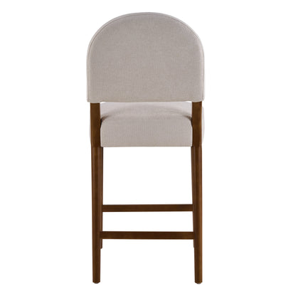26'' Seat Height Light Gray Fabric & Walnut Rubberwood Bar Stool, Adjustable Floor Leveler, Spacious Seat for Kitchen Island(Light gray,set of 2) image 8