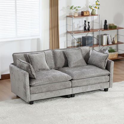 Cloud Sofa LoveSeat (Ottoman is not included), Modern Sectional Couch, for Living Room Bedroom and Apartment, Comfy Double Layer Upholstered Seat Cushion, Breathable Chenille Fabric, Gray,SSS5012GY image 4