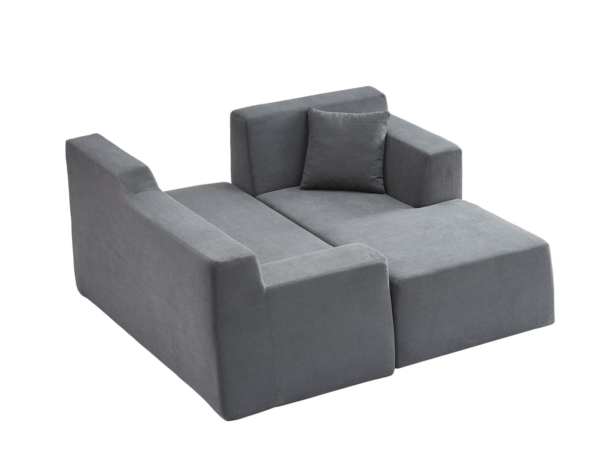 Modern minimalist L-shaped corduroy high back sofa image 3